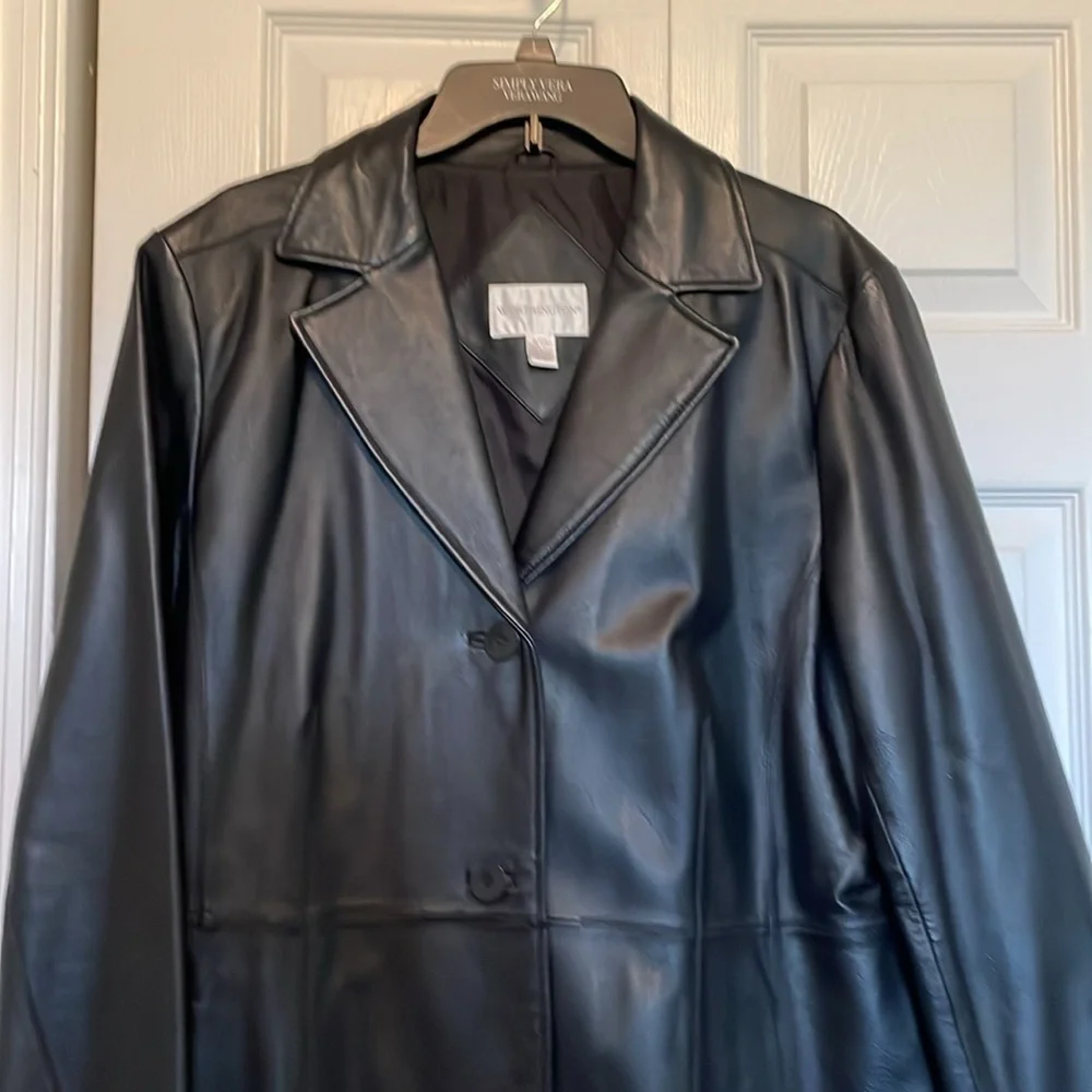 Women’s XL Worthington black leather coat/blazer-collar 3 button-front pockets - Picture 10 of 10